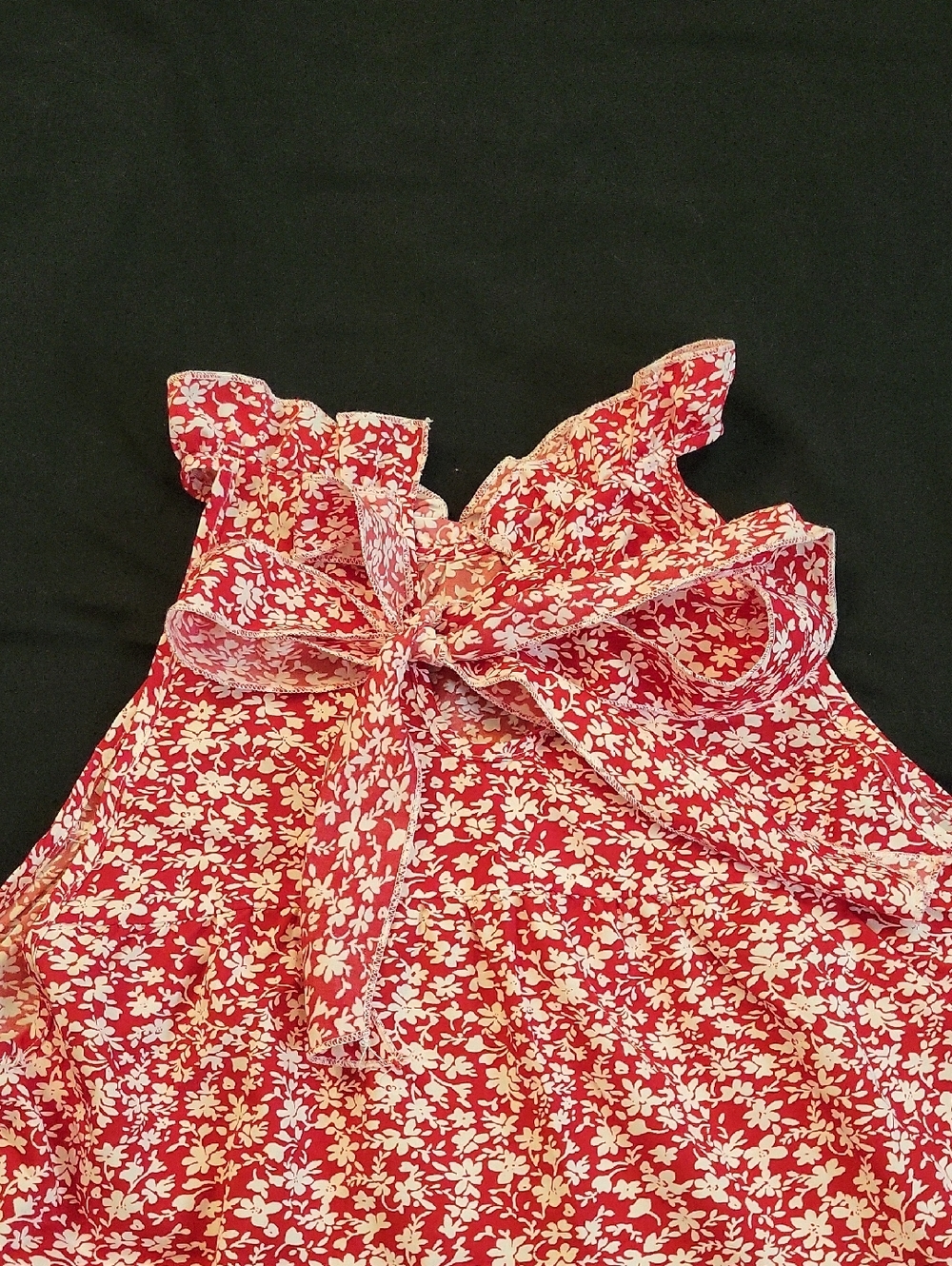Red Floral Ruffle Halter Top - Picture 2 of 6